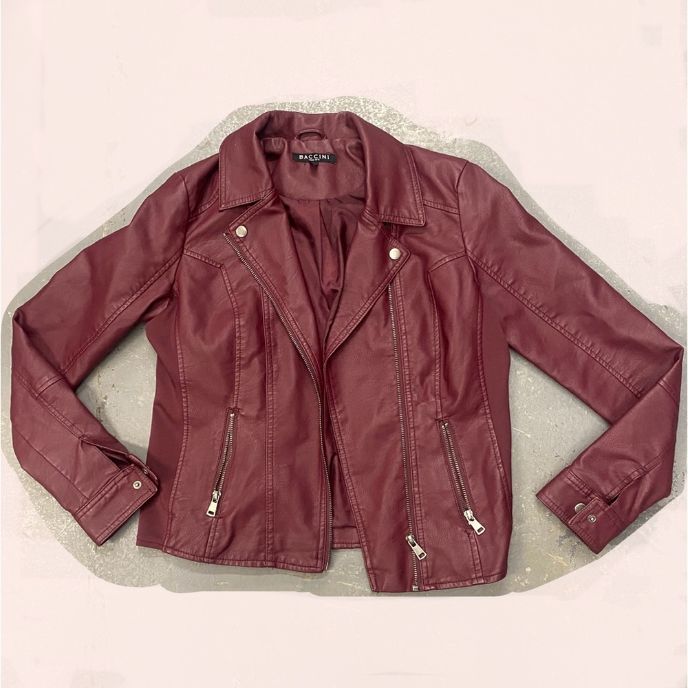 Baccini Women's Burgundy Leather Jacket